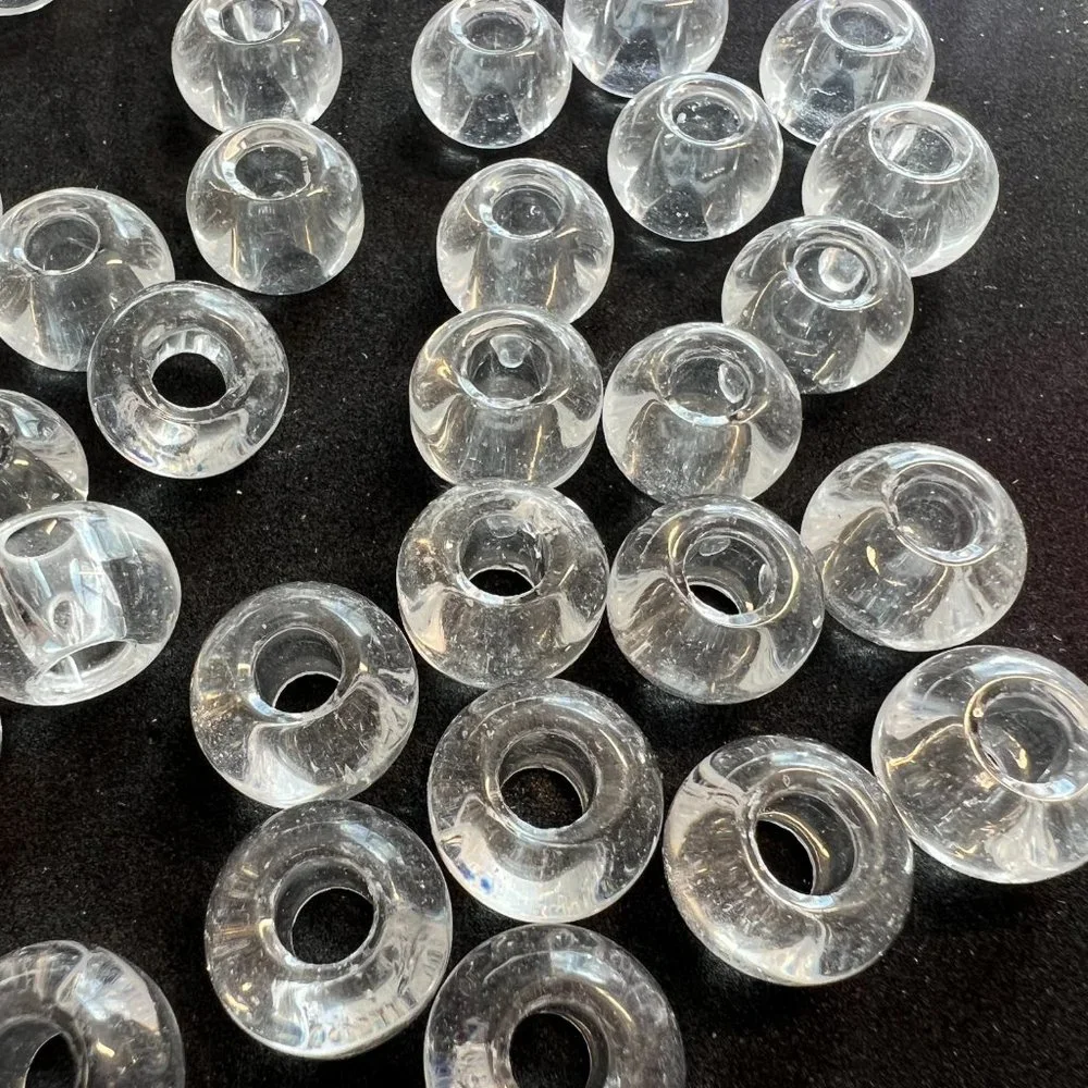 NWOT📌30 Clear Glass Beads 14 mm with a big Hole 5 mm for Jewelry Making -Craft
